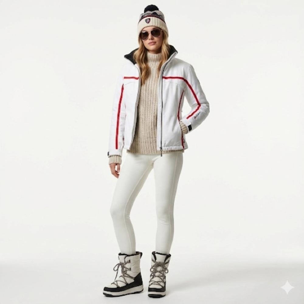 Marker Women's Snow Jacket in White with Red Accents Thinsulate Size 8
